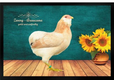 Fußmatte Schmutzfangmatte Hühner Zwerg Araucana gold weizenfarbig F1410 60x40 cm