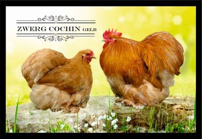 Fußmatte Schmutzfangmatte Hühner Zwerg Cochin gelb F1354 60x40 cm