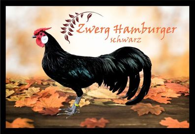 Fußmatte Schmutzfangmatte Hühner Zwerg Hamburger schwarz F1345 75x50 cm