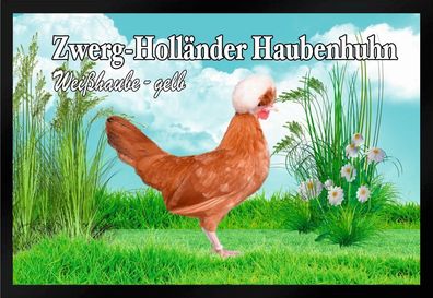 Fußmatte Schmutzfangmatte Hühner Zwerg Holländer Haubenhuhn Weißh. gelb F1336 60