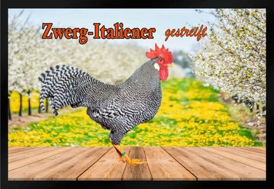 Fußmatte Schmutzfangmatte Hühner Zwerg Italiener gestreift F1333 75x50 cm