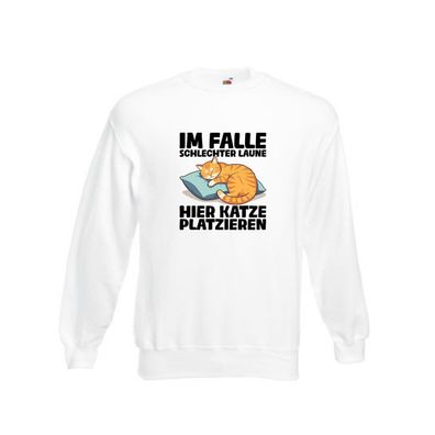 Schlechte Laune? Katze hier Plazieren | Katzen | Katze v2 Sweatshirt Weiß