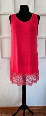 Italy Damen Longtop Unterziehshirt mit Spitze ohne Arm Viskose one size - 44 Hellrot