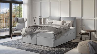 Uma - Modernes Boxspringbett mit Topper und Bettkästen