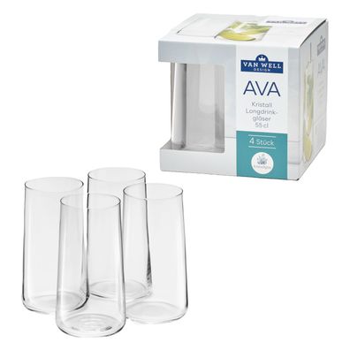 VAN WELL Longdrinkglas "Ava" 4er Karton 802367