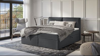 Uma - Modernes Boxspringbett mit Topper und Bettkästen