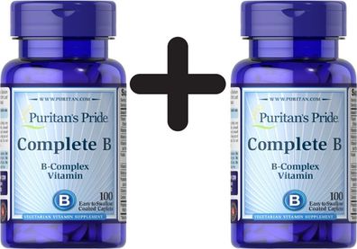 2 x Puritans Pride Vitamin B-Complex - 100 caplets