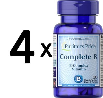 4 x Puritans Pride Vitamin B-Complex - 100 caplets