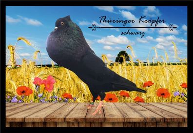 Fußmatte Schmutzfangmatte Tauben Thüringer Kröpfer schwarz F2316 75x50 cm