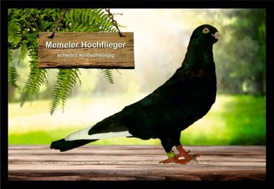 Fußmatte Schmutzfangmatte Tauben Memeler Hochflieger schwarz weißsch. F2174 60x4