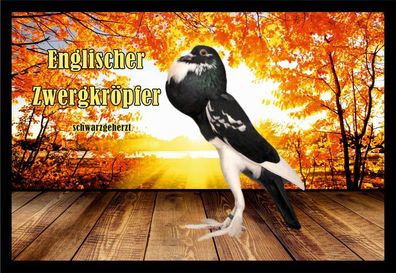 Fußmatte Schmutzfangmatte Tauben Englischer Zwergkröpfer schwarzgeh. F2090 75x50