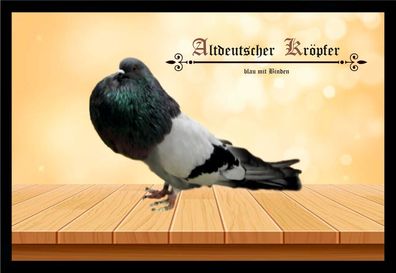 Fußmatte Schmutzfangmatte Tauben Altdeutscher Kröpfer blau m. B. F1186 75x50 cm