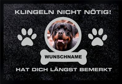 Fußmatte Schmutzfangmatte Nicht klingeln Wunschname Hund bemerkt F1096 75x50 cm