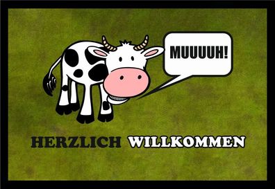 Fußmatte Schmutzfangmatte Muuuuh! Herzlich Willkommen Kuh F1049 60x40 cm