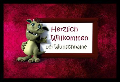 Fußmatte Schmutzfangmatte Wunschtext Herzlich Willkommen F971 60x40 cm