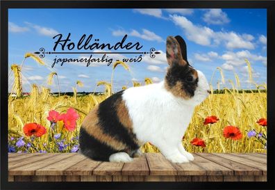 Fußmatte Schmutzfangmatte Kaninchen Holländer japanerfarbig weiß F942 60x40 cm