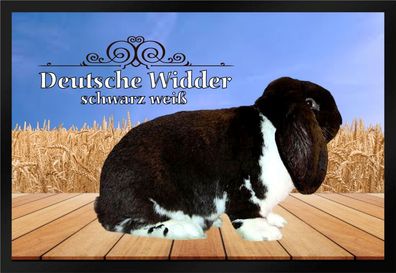 Fußmatte Schmutzfangmatte Kaninchen Deutscher Widder schwarz weiß F879 75x50 cm