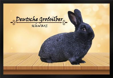 Fußmatte Schmutzfangmatte Kaninchen Deutsche Großsilber schwarz F862 75x50 cm