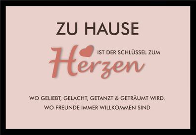 Fußmatte Schmutzfangmatte Zuhause Herzen Schlüssel Freunde F843 60x40 cm