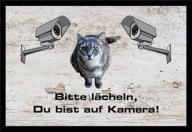 Fußmatte Schmutzfangmatte Bitte Lächeln du bist auf Kamera F838 75x50 cm