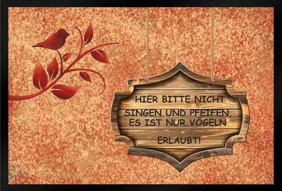 Fußmatte Schmutzfangmatte nicht singen u pfeifen nur vögeln F814 75x50 cm