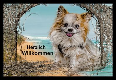 Fußmatte Schmutzfangmatte Herzlich Willkommen Hund F779 75x50 cm
