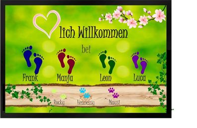 Fußmatte Schmutzfangmatte Willkommen bei Wunschnamen F557 60x40 cm