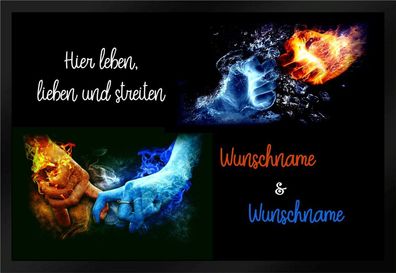 Fußmatte Schmutzfangmatte Leben Lieben Streiten Wunschname F511 75x50 cm