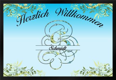 Fußmatte Schmutzfangmatte Herzlich Willkommen Buchstabe Wunschname F491 60x40 cm