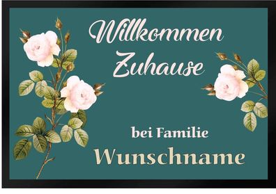 Fußmatte Schmutzfangmatte Willkommen Zuhause Familie Wunschname F492 60x40 cm