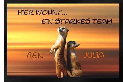 Fußmatte Schmutzfangmatte Wunschname Stark Team Erdmännchen F480 60x40 cm
