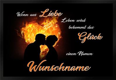 Fußmatte Schmutzfangmatte Liebe Leben Glück Wunschname F415 60x40cm