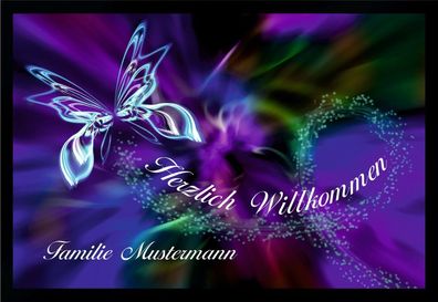 Fußmatte Schmutzfangmatte Wunschtext Herzlich Willkommen F347 75x50 cm