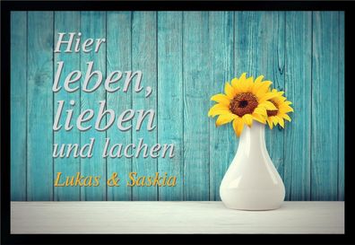 Fußmatte Schmutzfangmatte Wunschtext leben lieben lachen F343 75x50 cm
