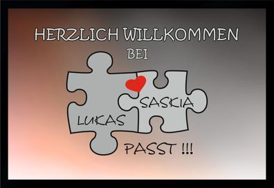 Fußmatte Schmutzfangmatte Wunschtext Puzzle F341 60x40 cm
