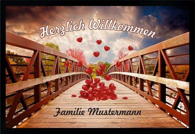 Fußmatte Schmutzfangmatte Herzlich Willkommen mit Wunschtext F306 60x40 cm