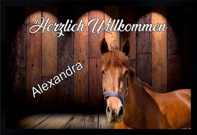Fußmatte Schmutzfangmatte Wunschtext Pferd Reiten F267 75x50 cm