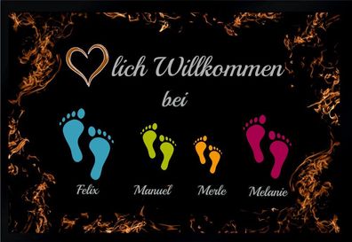 Fußmatte Schmutzfangmatte Willkommen Füße Wunschnamen F248 75x50 cm