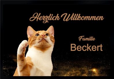 Fußmatte Schmutzfangmatte Wunschtext Katzen personalisiert F191 75x50 cm