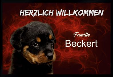 Fußmatte Schmutzfangmatte Wunschtext Rottweiler Hund F193 60x40 cm