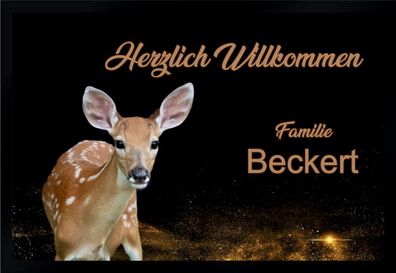 Fußmatte Schmutzfangmatte Wunschtext Jäger Wild Reh personalisiert F188 60x40 cm