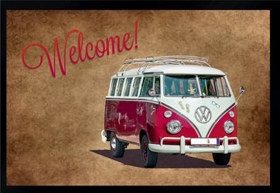 Fußmatte Schmutzfangmatte Willkommen Volkswagen Bulli VW F209 75x50 cm