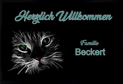 Fußmatte Schmutzfangmatte Wunschtext Katzen personalisiert F200 60x40 cm