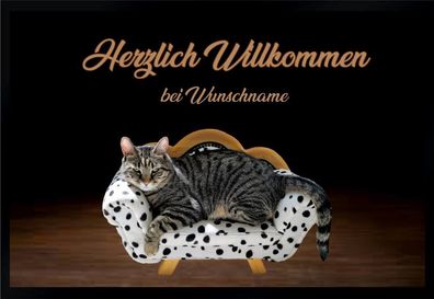 Fußmatte Schmutzfangmatte Wunschtext Katzen personalisiert F194 60x40 cm