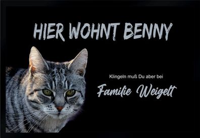 Fußmatte Schmutzfangmatte Wunschtext Katzen personalisiert F229 60x40 cm