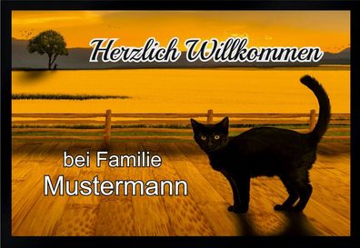 Fußmatte Schmutzfangmatte Wunschtext Katze personalisiert F082 75x50 cm