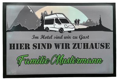 Fußmatte Schmutzfangmatte rutschfest Camper Wunschtext F017 60x40 cm