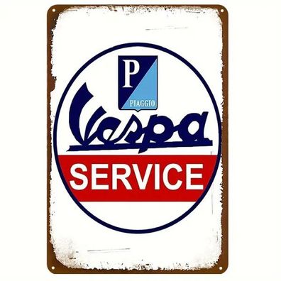Blechschild Vespa Service Roller Werbeschild Metallschild Vintage 30x20cm TE1088