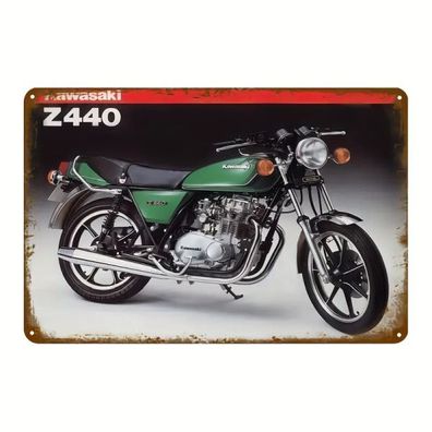 Blechschild Kawasaki Z440 Motorrad Vintage Retro 30x20cm TE1099