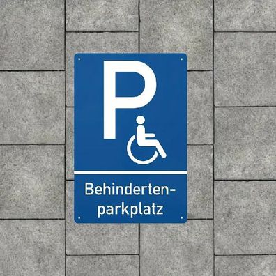 Blechschild Behindertenparkplatz Parkplatz Rollstuhl 30x20cm TE1260